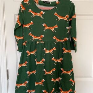 Green Fox Print Dress